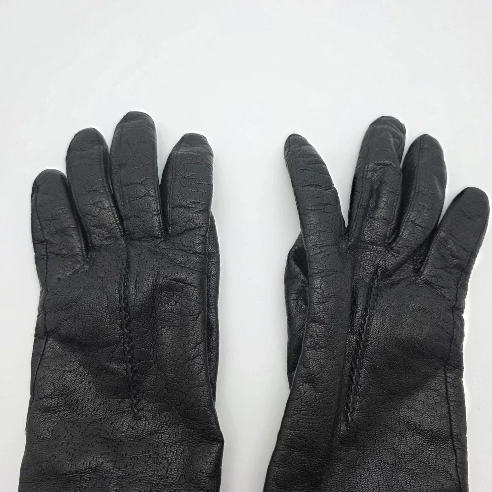 Fownes Vintage Leather Driving Gloves Women 7‎ Black Pebbled Classic Old Money